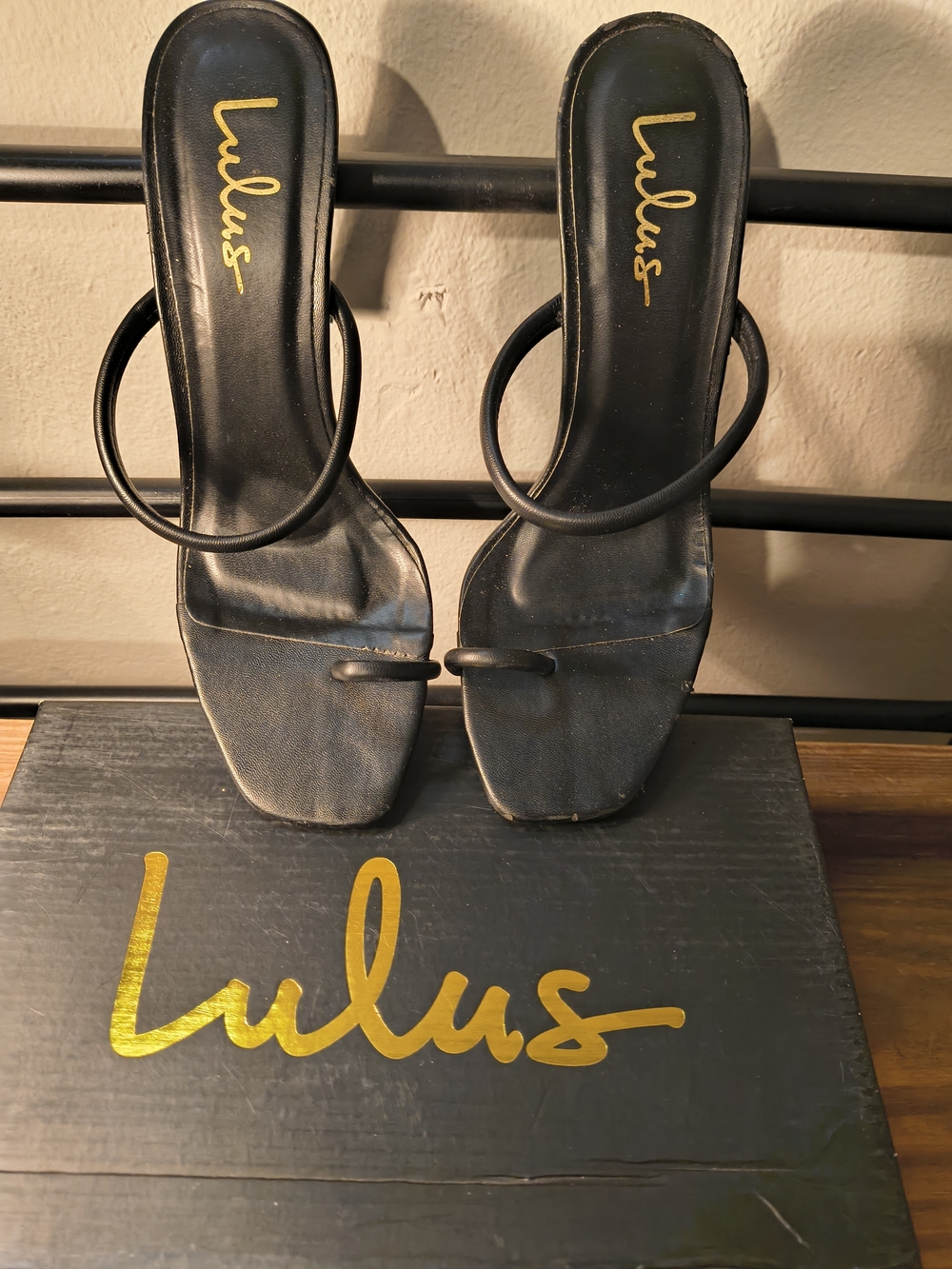 Lulu's Black Minimalist Square-Toe Slide Heels